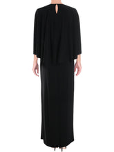 Load image into Gallery viewer, Ralph Lauren Women&#39;s Belted Cape Jersey Gown Evening Dress, Black, 4
