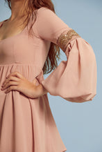 Load image into Gallery viewer, Belloago Women&#39;s Juliet Square Neck Bishop Sleeve Dress, Pink
