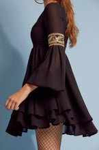 Load image into Gallery viewer, Belloago Women&#39;s Calipso Square Neck Bishop Sleeve Dress, Black
