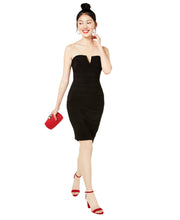Load image into Gallery viewer, Emerald Sundae Juniors&#39; V-neck Strapless Bandage Dress, Black, L
