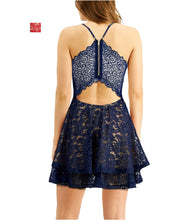 Load image into Gallery viewer, Emerald Sundae Juniors&#39; Glitter Lace Racerback Party Dress, Red/Nude, L
