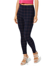 Load image into Gallery viewer, Hue Plus Women's Windowpane High-Waist Pull-Over Leggings, Navy, XXXL
