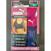 Load image into Gallery viewer, PUMA Women’s Seamless Convertible Sports Bra, 2-Pack, XL
