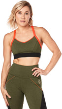 Load image into Gallery viewer, STRONG by Zumba Women&#39;s Train To The Beat Scoop Bra, Olive Green, S
