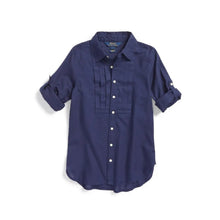 Load image into Gallery viewer, Ralph Lauren Girl's Roll Sleeve Cotton Tunic Shirts, Navy Blue, 2/2T
