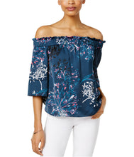 Load image into Gallery viewer, RACHEL Rachel Roy Women's Printed Off-The-Shoulder Pullover Top (Blue, XS)
