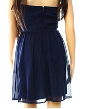 Load image into Gallery viewer, Trixxi Junior Strapless Chiffon Sheath Dress, Navy, 11

