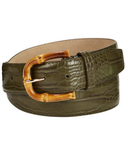 Load image into Gallery viewer, Steve Madden Women's Croc-Embossed Faux Leather Belt, Khaki, M
