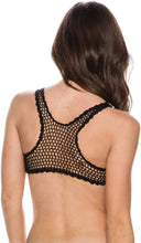 Load image into Gallery viewer, Volcom Women&#39;s Triangle Printed Front Tie Bikini Top, Black, XS
