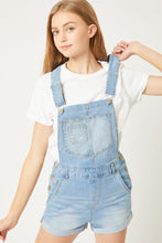 Load image into Gallery viewer, Belloago Women&#39;s Distressed Rolled Hem Cotton Denim Overall Shorts
