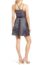 Load image into Gallery viewer, Dear Moon Women&#39;s Neck Shadow Stripe Skater Flared Dress, M, 11
