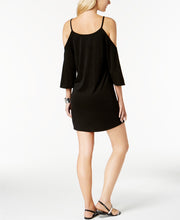 Load image into Gallery viewer, Dotti Women&#39;s Luxe Embroidered Cold-Shoulder Cover-Up, Black, S
