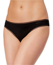 Load image into Gallery viewer, DKNY Women's Litewear Low-Rise Mesh-Trim Thong, Black, M
