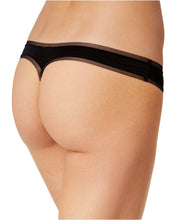 Load image into Gallery viewer, DKNY Women's Litewear Low-Rise Mesh-Trim Thong, Black, M
