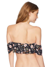 Load image into Gallery viewer, O&#39;Neill Juniors&#39; Flounce Off-The-Shoulder Bikini Top , Black Floral, XL
