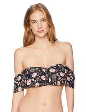 Load image into Gallery viewer, O&#39;Neill Juniors&#39; Flounce Off-The-Shoulder Bikini Top , Black Floral, XL
