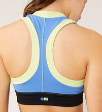 Load image into Gallery viewer, Solid &amp; Striped Women&#39;s Trek High Neck Sports Bra Laguna Blue Multi, S
