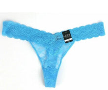 Load image into Gallery viewer, Heidi by Heidi Klum Women&#39;s Stretch Lace Thong, Ethereal Blue, 8/XL
