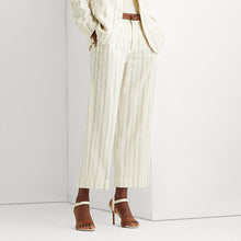 Load image into Gallery viewer, Lauren Ralph Lauren Women's Striped Twill Wide-Leg Pant, Cream, 10
