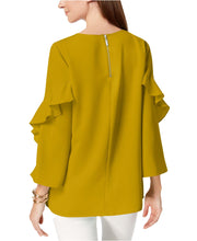 Load image into Gallery viewer, Alfani Women&#39;s Ruffled-Sleeve Zip-Back Top, Yellow (XXL)
