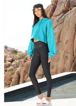 Load image into Gallery viewer, Alo Yoga Women&#39;s Bae Cropped  Hoodie, Bright Aqua, XS
