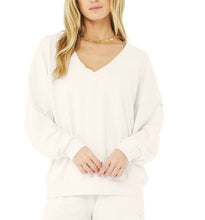 Load image into Gallery viewer, Alo Yoga Women&#39;s Dreamy Soft French Terry V-Neck Sweatshirt, Ivory, S
