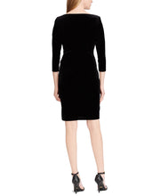 Load image into Gallery viewer, American Living Women&#39;s Boatneck Sheath Ruffled Velvet Dress, Black,6
