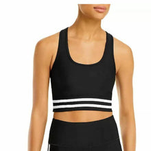 Load image into Gallery viewer, AQUA Women&#39;s Athletic Striped Hem Sports Bra, Black, L
