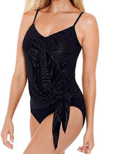 Load image into Gallery viewer, Magicsuit Women's V-Neck Gold Leaf Alex Side-Tie Tankini Top, Black, 8
