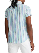Load image into Gallery viewer, Polo Ralph Lauren Men's Seersucker Short-Sleeve Shirt, Green/Blue, S
