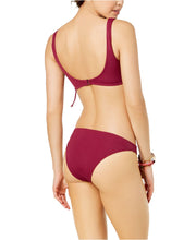 Load image into Gallery viewer, California Waves Juniors&#39; Ribbed Bikini Bottoms, Wine, XS
