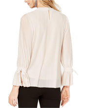 Load image into Gallery viewer, Alfani Women&#39;s Textured-Stripes Embellished-Neck Blouse Top, Nude, L
