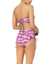Load image into Gallery viewer, Hula Honey Juniors&#39; Printed Strappy High Waist Bikini Bottom, Pink, S
