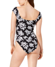 Load image into Gallery viewer, Bar III Womens Off-Shoulder Floral-Print One-Piece Swimsuit, Black, XS
