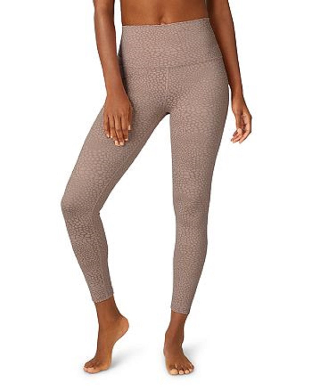 Beyond Yoga Women's Animal Print Cropped Leggings, Soft Cocoa, M