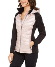 Load image into Gallery viewer, Calvin Klein Women&#39;s Mixed-Media Hooded Jacket, Metallic Bare,L
