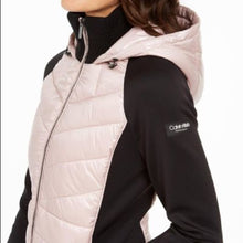 Load image into Gallery viewer, Calvin Klein Women&#39;s Mixed-Media Hooded Jacket, Metallic Bare,L
