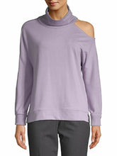 Load image into Gallery viewer, Calvin Klein Performance Women&#39;s Mock-Neck Cold-Shoulder Sweatshirt, Lavender, XS
