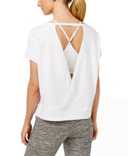 Load image into Gallery viewer, Calvin Klein Performance Women&#39;s Logo Open-Back Cropped Top, White, XXL

