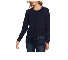 Load image into Gallery viewer, CeCe Women's Cotton Pointelle-Trimmed Cardigan Sweater, Caviar, M
