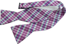 Load image into Gallery viewer, Countess Mara Men's To-Tie Plaid Print Silk Blend Bow Tie, White Plaid
