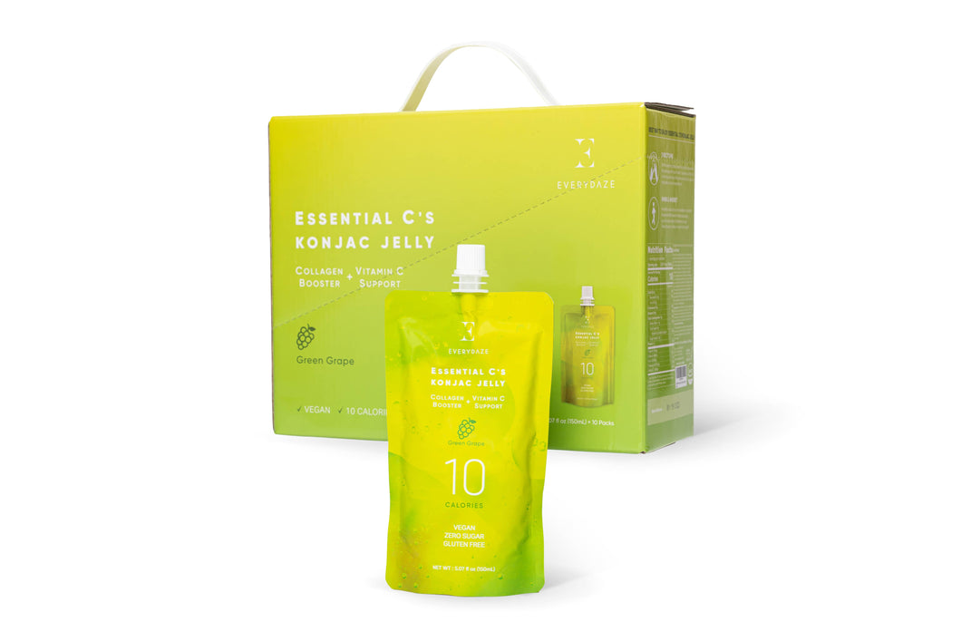EVERYDAZE - Essential C's Konjac Jelly - Green Grape - Box of 10 Packs