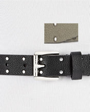 Load image into Gallery viewer, DKNY Women's Pebble Metallic Studded Skinny Faux-Leather Belt, Olive, L
