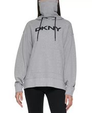 Load image into Gallery viewer, DKNY Sport Women&#39;s Face Mask Hooded Sweatshirt, Pearl Grey Heather, XL
