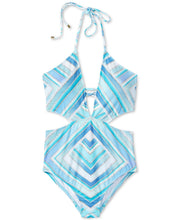 Load image into Gallery viewer, Bar III Women&#39;s Cutout Monokini One-Piece Swimsuit, Crystal Blue, M
