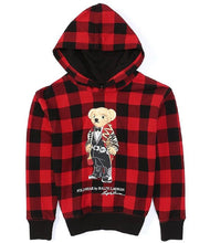 Load image into Gallery viewer, Polo Ralph Lauren Big Girl&#39;s Polo Bear Fleece Hoodie, Plaid, L
