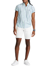Load image into Gallery viewer, Polo Ralph Lauren Men's Seersucker Short-Sleeve Shirt, Green/Blue, S
