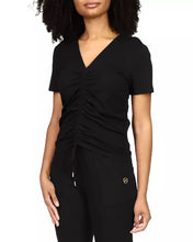 Load image into Gallery viewer, Michael Michael Kors Women's Ruched Drawstring Tee, Black, XL
