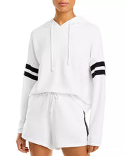 Load image into Gallery viewer, Aqua Athletic Women&#39;s Stripe Sleeve Hoodie, White, S
