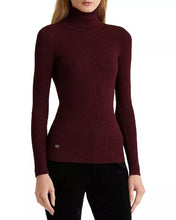 Load image into Gallery viewer, RALPH LAUREN Women's Cotton Blend Ribbed Turtleneck Sweater, Red, L
